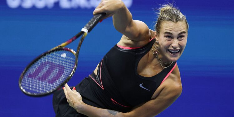 Sabalenka durante partida contra Pegula