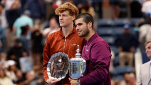 Sinner e Alcaraz em premiação do US Open