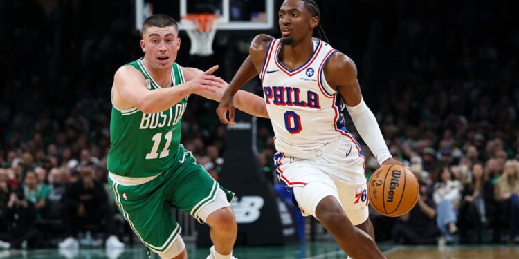 Lance da partida entre 76ers e Celtics
