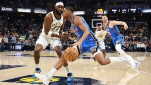 Lance da partida entre Indiana Pacers e Oklahoma City Thunder