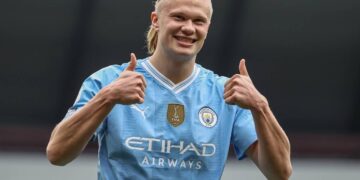 Erling Haaland enquanto atacante do Manschester City - Créditos: depositphotos.com / operations@newsimages.co.uk