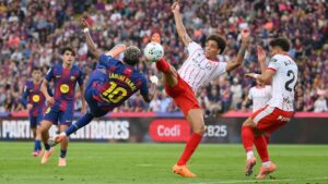 Lance do jogo entre Barcelona e Girona