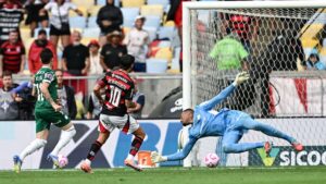 Lance do jogo entre Flamengo e Palmeiras