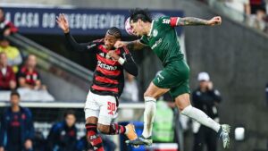 Gustavo Gómez durante jogo contra o Flamengo