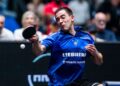 Hugo Calderano em torneio na Alemanha em junho