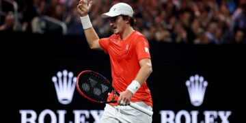 João Fonseca disputando a Laver Cup