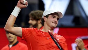 João Fonseca em ação na Laver Cup