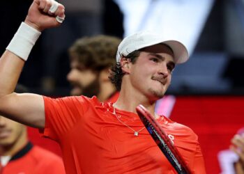 João Fonseca em ação na Laver Cup