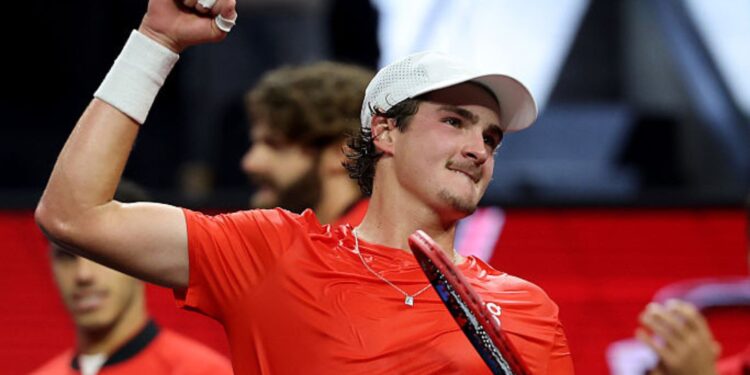 João Fonseca em ação na Laver Cup