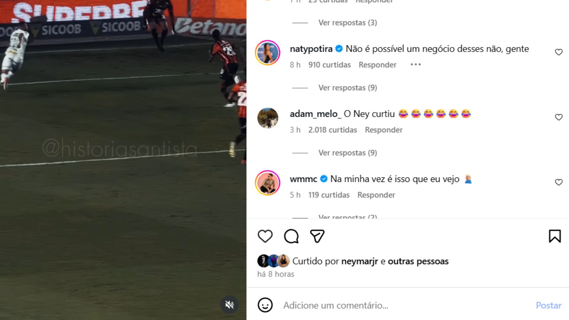 Neymar curtiu post com crítica a Guilherme