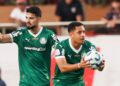 Flaco López e Vitor Roque comemorando gol do Palmeiras