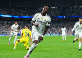 Vini Jr comemorando gol do Real Madrid contra o Villarreal