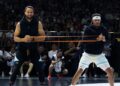 Seth e Stephen Curry treinando juntos