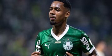 Allan durante jogo do Palmeiras