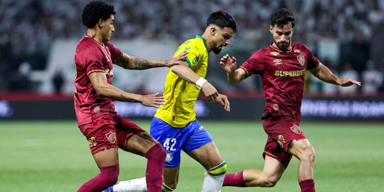 Lance do jogo entre Palmeiras e Fluminense