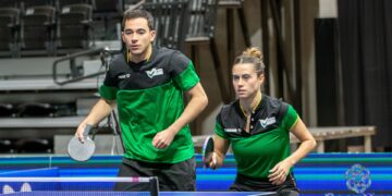 Calderano e Takahashi em ação