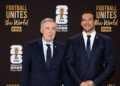 Presidente da CBF, Samir Xaud, ao lado de Ancelotti