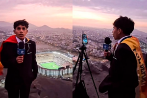 Jovem peruano viaja 18 horas para narrar final da Libertadores 2025 do alto de uma montanha