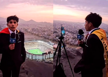 Jovem peruano viaja 18 horas para narrar final da Libertadores 2025 do alto de uma montanha