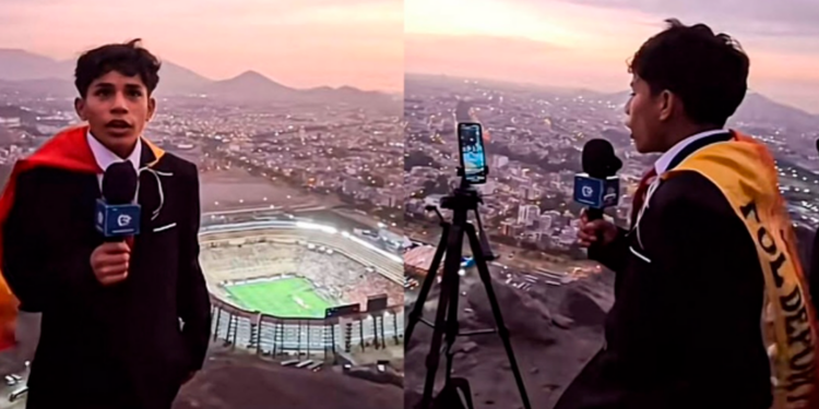 Jovem peruano viaja 18 horas para narrar final da Libertadores 2025 do alto de uma montanha