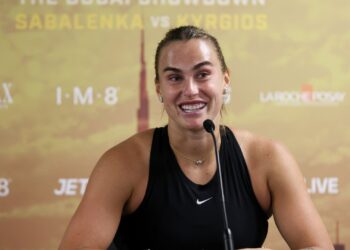 Sabalenka concedeu entrevista coletiva após o jogo