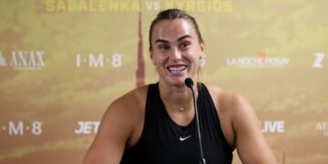 Sabalenka concedeu entrevista coletiva após o jogo