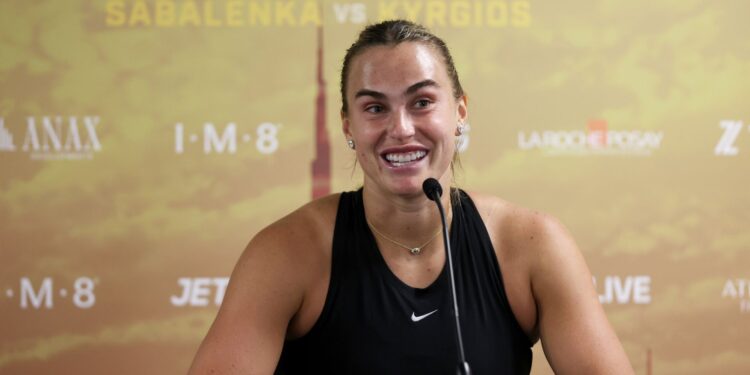 Sabalenka concedeu entrevista coletiva após o jogo