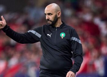 Técnico de Marrocos durante jogo da equipe