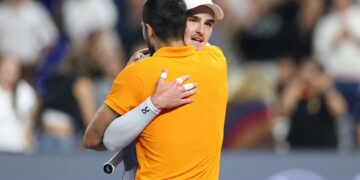 Alcaraz e Fonseca durante torneio exibição