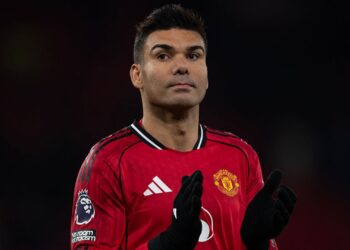 Casemiro durante jogo do Manchester United