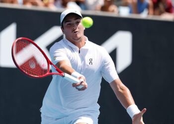João Fonseca durante partida do Australian Open