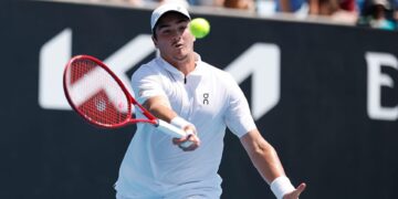 João Fonseca durante partida do Australian Open