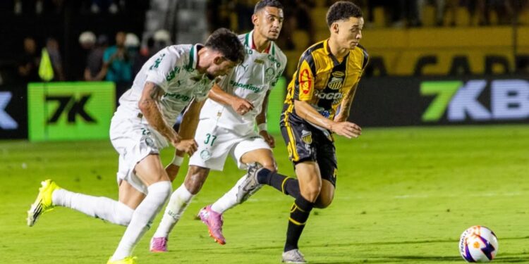 Lance do jogo entre Palmeiras e Novorizontino