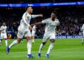 Mbappé e Vini Jr comemorando gol do Real Madrid