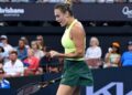 Sabalenka durante jogo contra Muchová