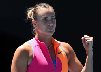 Sabalenka durante partida contra Jovic