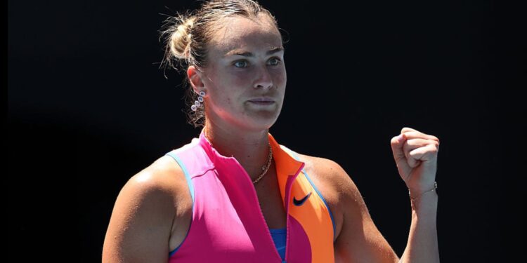 Sabalenka durante partida contra Jovic