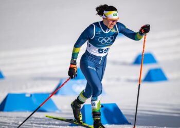 Bruna Moura compete na prova dos 10 km do esqui cross-country nos Jogos Ol&iacute;mpicos de Inverno