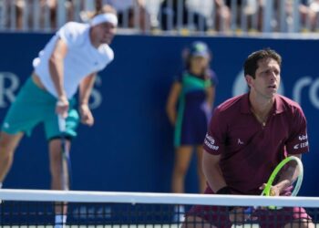 Marcelo Melo e Alexander Zverev celebram classificação para as quartas de final do ATP 500 de Acapulco