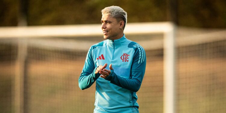 Luiz Araújo durante treino do Flamengo
