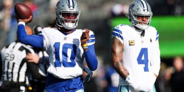 Jogadores do Dallas Cowboys em partida da NFL