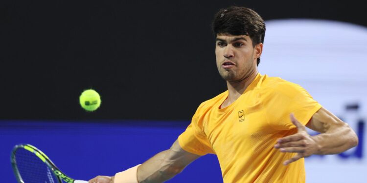 Carlos Alcaraz em ação no Miami Open