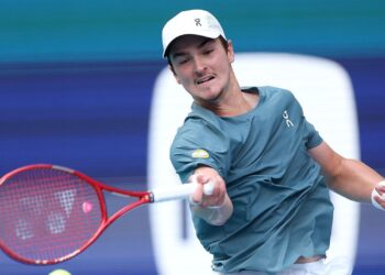 João Fonseca durante participação no Miami Open