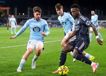 Lance do jogo entre Celta de Vigo e Real Madrid