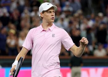 Sinner durante jogo em Indian Wells