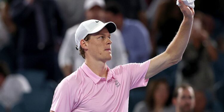 Sinner durante jogo do Miami Open