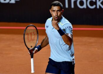 Thiago Monteiro durante atuação no LA Open