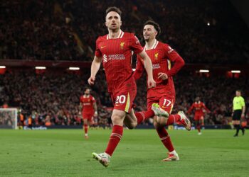 Diogo Jota marcou o gol da vitória do Liverpool sobre o Everton