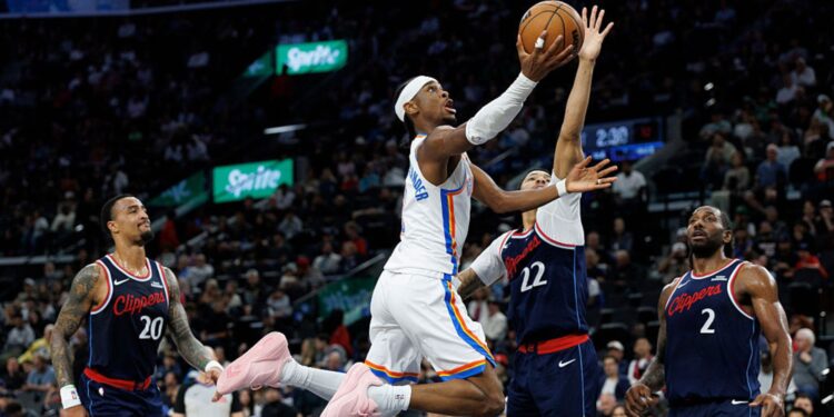 Shai Gilgeous-Alexander anotou 20 pontos na vitória do Thunder sobre os Clippers