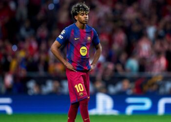 Lamine Yamal marcou o primeiro gol do Barcelona diante do Atlético de Madrid